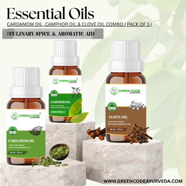 THE COMBO PACK OF 3 ESSENTIAL OIL CARDAMOM OIL , CAMPHOR OIL & CLOVE OIL