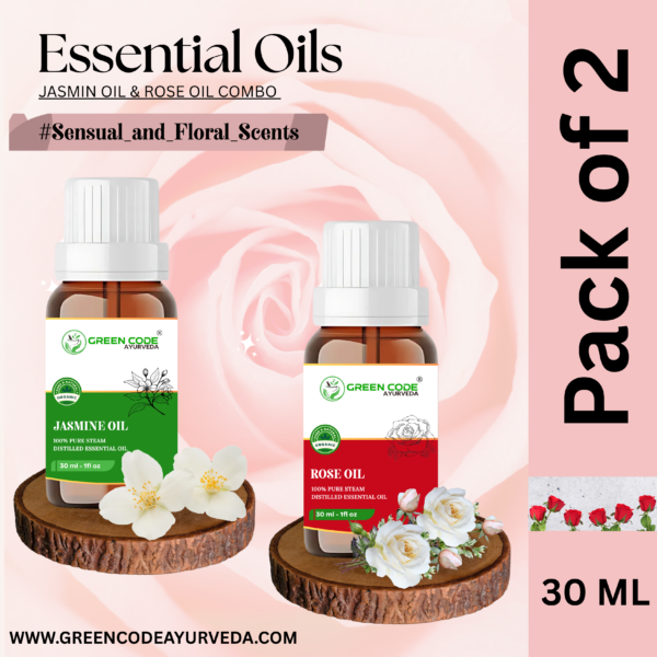 THE COMBO PACK OF 2 ESSENTIAL OIL JASMINE OIL & ROSE OIL