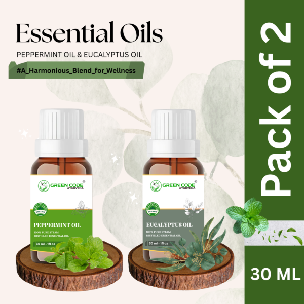 THE COMBO PACK OF 2 ESSENTIAL OIL PEPPERMINT OIL & EUCALYPTUS OIL