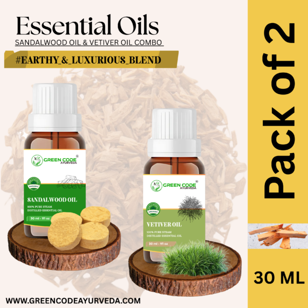 THE COMBO PACK OF 2 ESSENTIAL OIL SANDALWOOD OIL & VETIVER OIL
